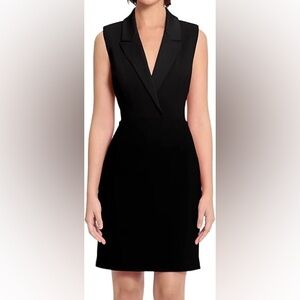 Donna Morgan Dress Women Black Sleeveless Lapel Collar Size Zip size 6 NWOT